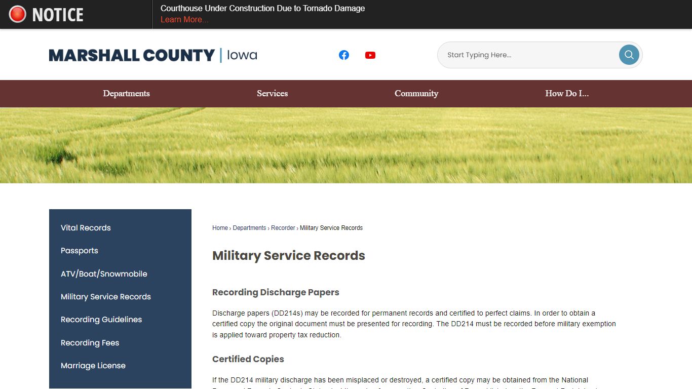 Military Service Records | Marshall County, IA